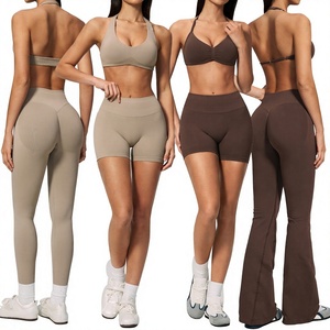 Ensemble de vêtements de yoga pour femmes, 5 pièces, sans couture, en Spandex/Nylon respirant, avec soutien-gorge de sport et short à col en V, idéal pour l'extérieur – Meilleures ventes - Product Image 4