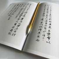 Pinceau de calligraphie artisanal en poils de porc et de chèvre - Pointe longue, manche en bambou, pinceau d'art chinois avec cordon de suspension pour l'écriture et la peinture Sumi-e