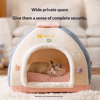 Lit-tente pour chat douillet et rêveur style princesse crème, imperméable, design fermé, pour animaux de compagnie, vente en gros