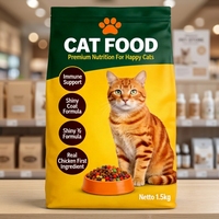 Emballage souple pour aliments pour chats, imprimé sur mesure par le fabricant, 1 kg, 5 kg, 10 kg, sac d'emballage pour aliments pour chats recyclable