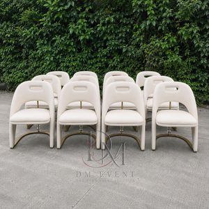 Chaise de salle à manger en acier inoxydable à dossier ouvert avec coussin blanc pour réceptions de mariage et banquets d'hôtel – Sièges commerciaux - Product Image 2