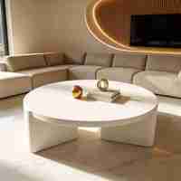 Table basse ovale moderne en marbre, table centrale de salon en pierre naturelle massif, table basse de luxe sur mesure