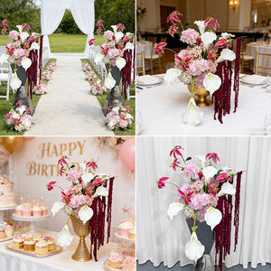 Hortensias Rosas y Lirios Blancos de Seda Artificial Realistas para Decoración de Pasillos de Boda - Product Image 2