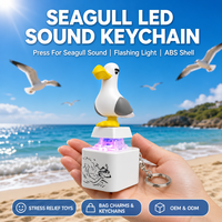Porte-clés LED lumineux et sonore en forme de mouette, jouet anti-stress à presser, bouton de décompression, pendentif pour enfants et adultes