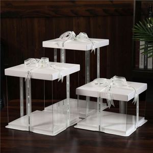 Boîte à gâteau transparente en plastique de gros format, emballage carré transparent pour gâteaux de mariage, idéal pour les pâtisseries - Product Image 1