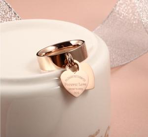 Anillos de Acero Inoxidable con Dije de Corazón Doble Amor Eterno para Mujer, Anillo de Compromiso, Boda, Novia, Regalo para Enamorados, Joyería - Product Image 5