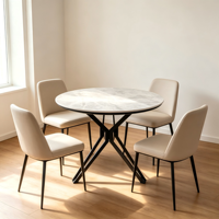 Hochwertiger Esstisch aus Sinterstein mit gehärtetem Glas, anpassbares modernes minimalistisches Design für 4 Personen, Wohnzimmer, Restaurant