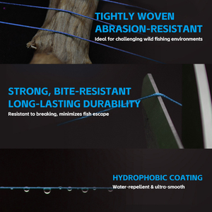 日本製 高強度 8本編み 100m 200m 300m 500m マルチフィラメント PE釣り糸 8ストランド スムーズ編組 川釣り用 - Product Image 4