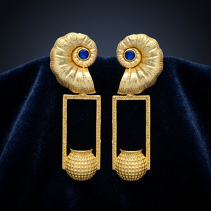 Pendientes de Gema de Zafiro Hidrotermal de Diseño Novedoso, Chapados en Oro, Hechos a Mano, para Fiesta - Product Image 2