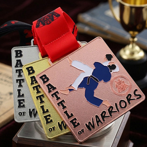 Medallas Deportivas Personalizadas de Artes Marciales, Judo y Taekwondo, Forma Cuadrada, Esmalte 3D, Aleación de Zinc, para Karate y Competiciones de Judo - Product Image 5