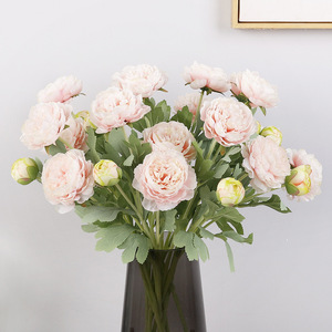 Flor Artificial de Loto de Tres Cabezas con Mil Caracteres, 49.5 cm de Alto, Simulación Realista, Decoración para Bodas - Product Image 2