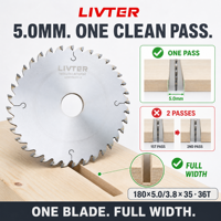 LIVTER Lame de scie circulaire à rainurer TCT réglable sur mesure 180x5.0/3.8x35x36T pour le travail du bois
