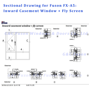 Fuson 48x60 hiệu suất cao thụ động casement hệ thống cửa sổ Ba Kính low-e nghiêng và biến cửa sổ nhôm - Product Image 5