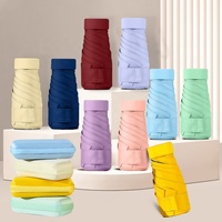 Parapluie compact moderne en fibre de verre à 5 plis - Parapluie de voyage ultra-plat portable avec logo personnalisé, coupe-vent et pare-soleil pour cadeaux d'affaires
