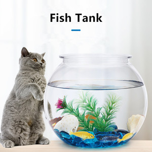 Máy tính để bàn nhỏ bể cá hộ gia đình thủy canh thực vật cá vàng Bát nhựa trong nhà trong suốt bể cá hộp carton tròn - Product Image 4