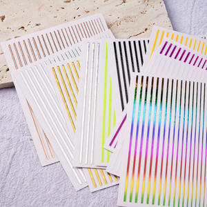 Pegatinas para decoración de <span class=keywords><strong>uñas</strong></span> con rayas de línea dorada/plateada, tira de Metal, deslizador de lujo, diseño autoadhesivo 3D, calcomanías para <span class=keywords><strong>uñas</strong></span>, decoración - Product Image 2