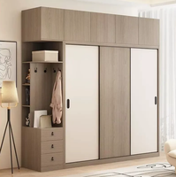 Armoire de chambre moderne WAYMOVE avec coiffeuse et miroir, panneau en bois pliable et extensible, 4 tiroirs pour usage domestique