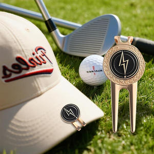 25年制造商设计定制徽标刻字帽夹银色磁性高尔夫球修整器用于个性化高尔夫球标记 - Product Image 2