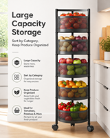 Étagère de rangement rotative à 5 niveaux pour fruits et légumes, organisateur de cuisine avec paniers pivotants, tour de rangement autoportante en métal
