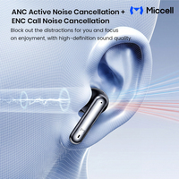 Écouteurs sans fil TWS Miccell ANC Bluetooth avec réduction de bruit, Bluetooth 6.0, 6H d'autonomie, affichage LED, étui pour les voyages et le sport