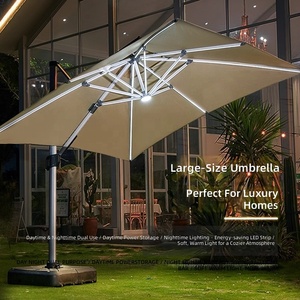 <span class=keywords><strong>Parasol</strong></span> de jardin à double tirant diagonaux, dernière conception, 3,5x3,5m, 3x4m, avec éclairage solaire et port USB - Product Image 6