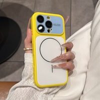 Étui magnétique de luxe bicolore compatible avec iPhone 17 16 Pro Max, protection de l'objectif de la caméra à grande fenêtre