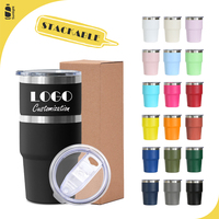 Gobelet isotherme promotionnel empilable avec logo personnalisé, 16 oz, mug de voyage peu encombrant, certifié CA65 FDA pour les événements d'entreprise