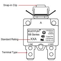 Disjoncteur thermique de protection contre les surcharges pour moteur de compresseur solaire à clipser Kuoyuh série 88 8A