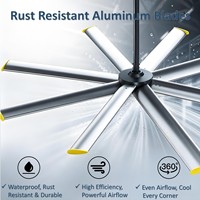 Ventilateur de plafond HVLS solaire à économie d'énergie de 10 pieds pour entrepôt, usine, refroidissement industriel, ventilation avec moteur DC étanche