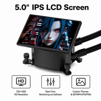 Pendingin CPU Cair AIO 360mm dengan Heatsink Tembaga Aluminium 5 Inci, Layar LCD IPS Magnetik untuk PC Gaming, Kompatibel dengan LGA1851 1700 AM5