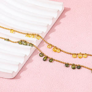 Fenny impermeable hecho a mano cielo estrellado amarillo Zirconia lágrima Irregular pulsera para mujer joyería de acero inoxidable al por mayor - Product Image 5