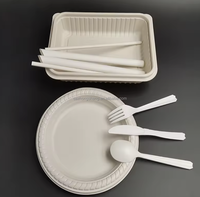 Plateau repas scolaire jetable en amidon de maïs ZS 850 ml à 3 compartiments et assiettes de fête compostables, micro-ondables et biodégradables