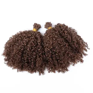 Prix usine Remy Cheveux Humains Crépus Bouclés Cheveux En Vrac Pas De Trame Extension De Cheveux Tressage Pour Les Femmes Noires