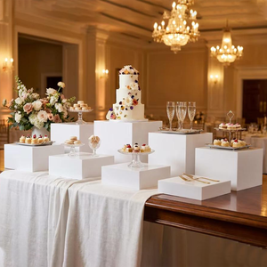 Large Acrylic White Display Box Cube <strong>Riser</strong> Stands Buffet <strong>Table</strong> Food <strong>Risers</strong> for Dessert Catering Supplies Cake Decorating Tools - Product Image 1