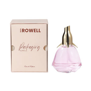 Bottiglia di profumo personalizzato e scatola di vetro fantasia Design rosa eleganza <span class=keywords><strong>50</strong></span> <span class=keywords><strong>Ml</strong></span> con coperchio in oro unico schermo cosmetico stampa coperchio in plastica - Product Image 4