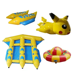 Water Game Pvc Pikachu Banana Boat Water Inflatable Marine Towing Tube Inflatable Water Flying Fish Tube Towable