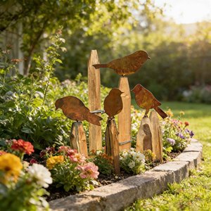 Escultura Decorativa de Acero con Silueta de Pájaro <span class=keywords><strong>Oxidado</strong></span>, Adorno <span class=keywords><strong>para</strong></span> Jardín, Patio o Valla, Estilo Rústico - Product Image 4