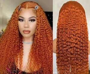 Perruque Full Lace Frontal 13x4 Gingembre <span class=keywords><strong>Orange</strong></span> Water Wave 100% Perruques <span class=keywords><strong>de</strong></span> Cheveux Humains pour Femmes Pré Cueillies en Promotion - Product Image 2