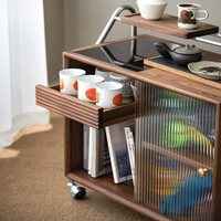 Table basse en bois durable, fabrication directe d'usine, accessoires en acier inoxydable, mobilier moderne pour salon, rangement multifonctionnel