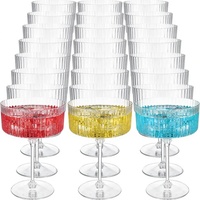 Verres à Martini Côtelés 10 oz – Gobelets Coupe Vintage en Plastique Jetables Incassables pour Desserts et Parfaits