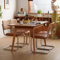 Ensemble de table et de chaises à manger pliantes et extensibles en bois massif de style japonais moderne pour les petites maisons, meubles de salle à manger