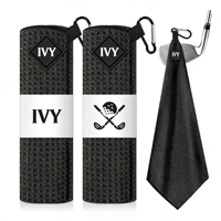 Serviettes de golf Wuxi Ivy 18x18 pouces en microfibre à motif gaufré avec aimant puissant - Serviettes pour sacs de golf/chariots