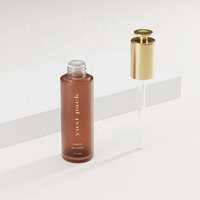 Botol Kosmetik Custom 15ml 20ml 25ml 30ml 50ml Botol Kaca Mewah dengan Pipet dan Cetak UV untuk Minyak Pembersih Makeup OEM