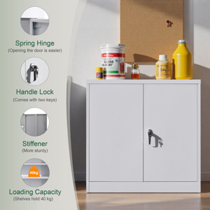 Archivador Blanco de 2 Puertas Directo de Fábrica, 2 Estantes Ajustables, Unidad de Almacenamiento Pequeña, Precio al por Mayor, Muebles de Oficina - Product Image 5