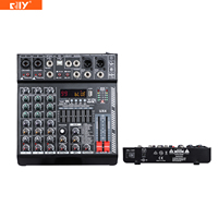Console de mixage audio UX4 ultra-mince à 4 canaux avec port de lecture USB, enregistrement USB, égaliseur 7 bandes pour discothèque, scène, bar