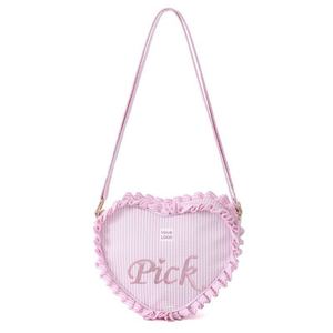Sac à bandoulière personnalisé en dentelle plissée pour femme, motif cœur, couleurs bonbon, idéal pour les cadeaux d'anniversaire scolaires, vente en gros - Product Image 2