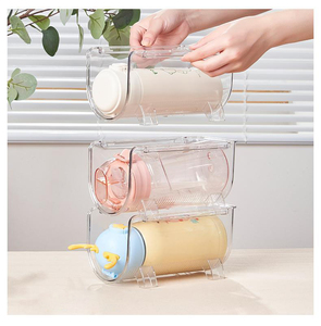<span class=keywords><strong>Estante</strong></span> de plástico apilable para botellas de vino, organizador de nevera, caja de almacenamiento <span class=keywords><strong>Universal</strong></span> para bebidas - Product Image 6