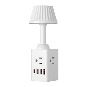 Luce notturna piccola presa multifunzionale con lampada da scrivania, lampada da camera da letto luminosità regolabile, stile nordico Ins - Product Image 1