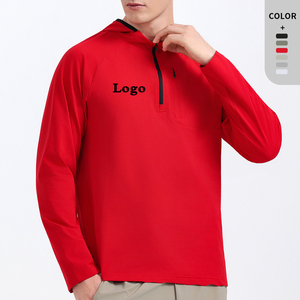 Mens Solid Color Fitness Elastic Breathable Quick Drying Half Zip Slim Fit Sports - Product Image 4