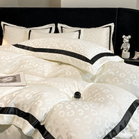 Parure de lit 4 pièces en jacquard de soie glacée, couleur unie, luxe, rafraîchissante et respirante pour l'été, pour hôtels et usage domestique